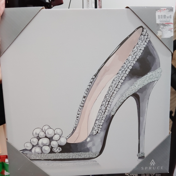 Spruce Other - Chic Black and Silver High Heel Wall Art by Spruce 12x12